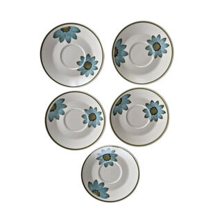 MCM Noritake Progression UP-SA DAISY Saucers Teal Daisy Set of 5